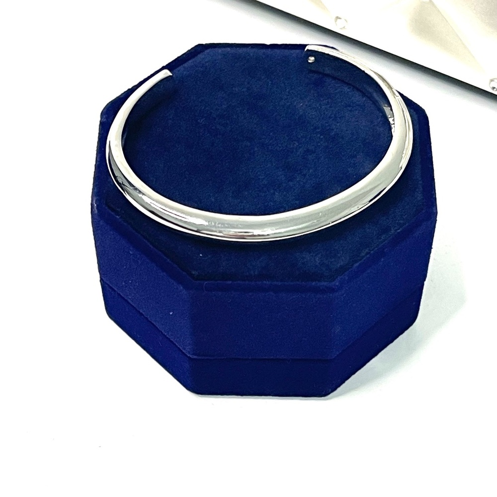 Smooth Polished Silver-Tone Open Bangle; NWOT